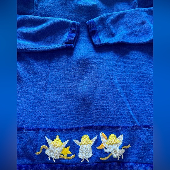 Quacker Factory Zip Up Cardigan Jumper Angel Moon Star Pearl Sequin EUC Sz L - Picture 11 of 13